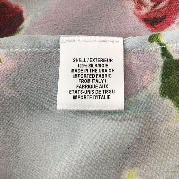 Milly Maggie Rose Print 100% Silk Bell Sleeve Lightweight Blouse - Picture 15 of 16